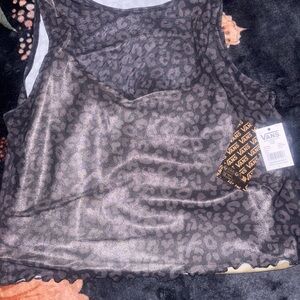 Vans Women's Sheer Black Leopard Print Tank Top with Gold Underlay
